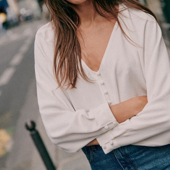 Sezane Erica Shirt Ecru - Size 2 - Picture 1 of 2